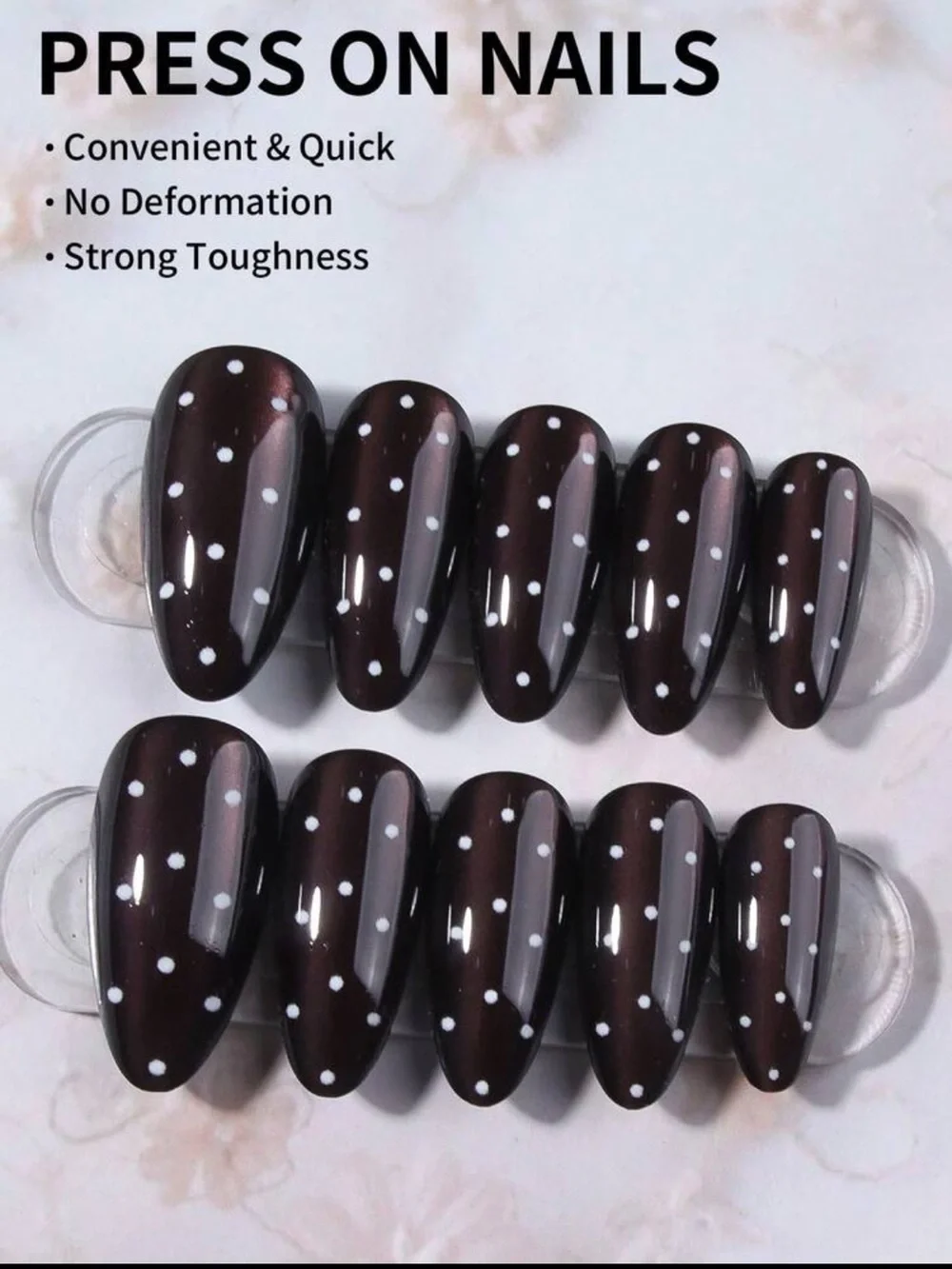 Polka Dot Metallic Cat-Eye Press On Nail Set NEW 🏷️